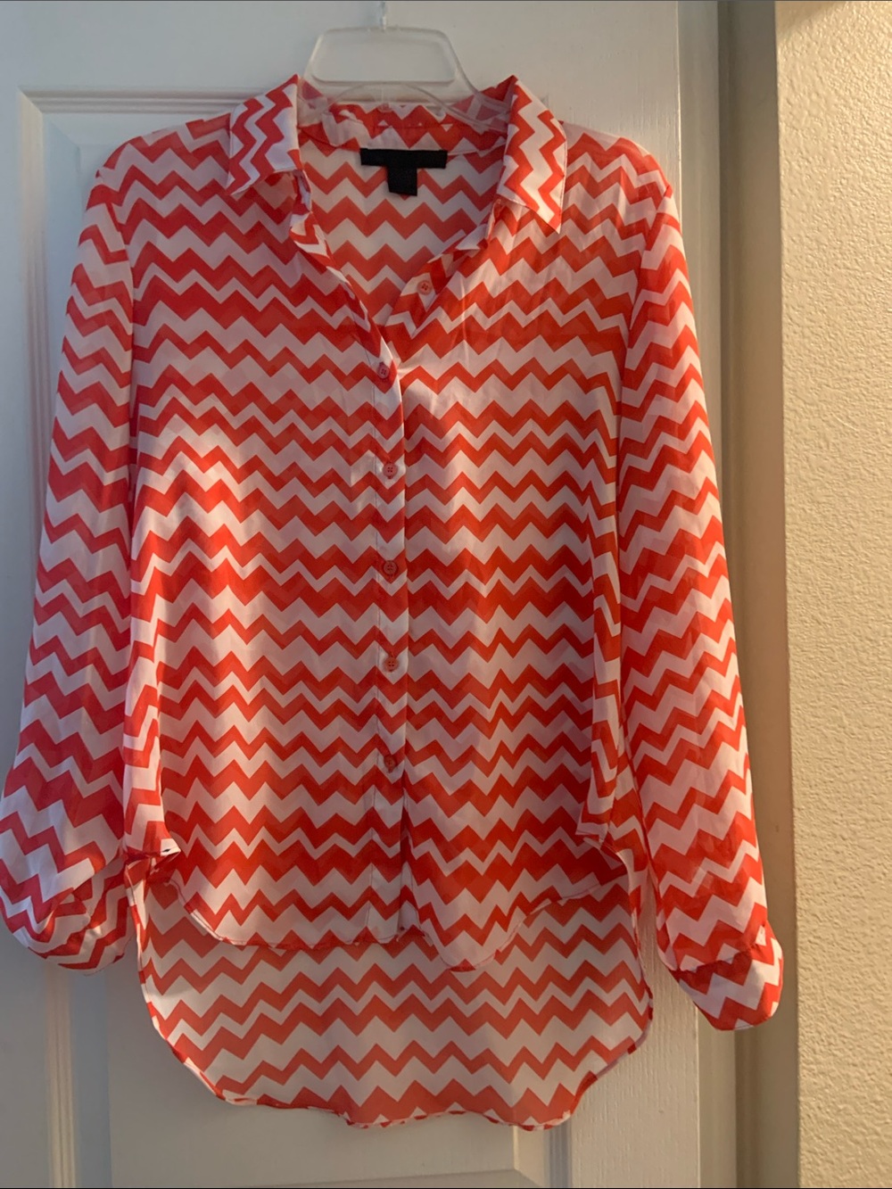 Target Chevron Button-Down Shirt - Coral & White